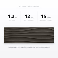 Panneau mural Pu Wave 3D en polyuréthane 1200x600mm, classe de résistance au feu B2, couleur personnalisée pour salon, salle de bain, hôtel, décoration