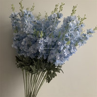 E-788 Vente en gros de delphinium à longue tige, style moderne, fleur en soie faite à la main, mariage, delphinium bleu clair