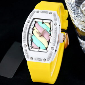 Reloj de Lujo para Mujer con Incrustaciones de Diamantes, Esfera Colorida en Espiral, Correa de Silicona, Reloj de Pulsera de Cuarzo - Product Image 3