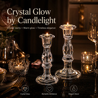 Porte-bougies géométriques facettés en cristal transparent faits à la main, écologiques, pour les mariages, la maison et la décoration de table d'événements