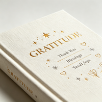 Carnet de gratitude A5 en lin à couverture rigide avec impression dorée – Journal de bénédiction, cadeau pour femme