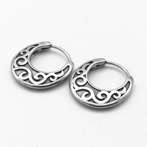 yunnique Geometric <b>Hoop</b> <b>Earrings</b> Titanium Steel Minimalist Ethnic Style Round Clip On <b>Earrings</b> For Women Men Fashion Jewelry - Product Image 5