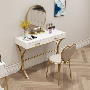 Table de maquillage mobile en <span class=keywords><strong>fer</strong></span> <span class=keywords><strong>forgé</strong></span> <span class=keywords><strong>et</strong></span> <span class=keywords><strong>bois</strong></span> de pin de style nordique, moderne <span class=keywords><strong>et</strong></span> simple, pour petit appartement, longue, blanche, de style européen - Product Image 2