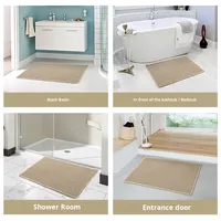 Tapis de sol carré moderne antidérapant fabriqué à la machine OEM, couleur unie, tissage gaufré, durable, absorbant l'eau, en polyester, pour salle de bain