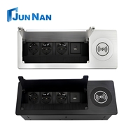 Enchufe de Corriente Oculto para Escritorio, Tapa Abatible para Mesa de Conferencias, Enchufe con Carga Inalámbrica y USB