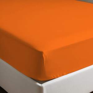 Sábana Ajustable 100% Algodón Naranja Italiana Queen 160x200cm - Product Image 1