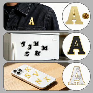 เข็มกลัดโลหะตัวอักษร A-Z พร้อมสติกเกอร์ แม่เหล็กติดตู้เย็นสีเงินสีทอง อุปกรณ์เสริมอเนกประสงค์ DIY มีสินค้าพร้อมส่งจำนวนมาก - Product Image 5