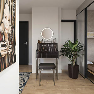 Table de toilette blanche moderne de petite taille tabouret miroir éclairé chaise panneau de bois pour cosmétiques pour <span class=keywords><strong>filles</strong></span> chambre à coucher meubles de maison - Product Image 4