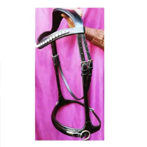 Fantasia Couro Cavalo Bridle Com Forma Anatômica E Suave Acoplado Ajustável Inglês Side Pull Bridle Grão Vaca Esconder Couro