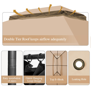 Tentes d'événement Offre Spéciale Gazebos <span class=keywords><strong>de</strong></span> patio Double Top <span class=keywords><strong>3x4</strong></span> m <span class=keywords><strong>Abri</strong></span> d'auvent <span class=keywords><strong>de</strong></span> gazebo <span class=keywords><strong>de</strong></span> patio avec parois latérales <span class=keywords><strong>de</strong></span> filet pour la fête <span class=keywords><strong>de</strong></span> pelouses d'arrière-cour - Product Image 3