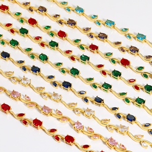 HS134 2026 Bracelet de luxe micro-pavé CZ Tulipe, style feuilles, tendance Ins, vente en gros pour femmes - Product Image 4
