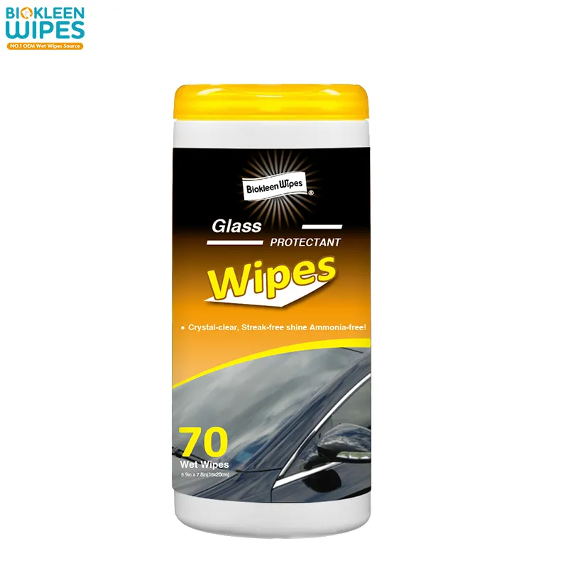 Biokleen Free Sample Custom Non-woven Disposable Car Window Leather Wet Wipes Car Wipes