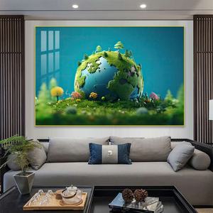 Décoration murale personnalisée pour salle à manger, peinture sur porcelaine avec cristaux naturels verts, cadre artistique avec éclairage LED - Product Image 4