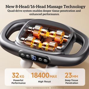 8-<b>Head</b> <b>Electric</b> Deep Muscle Percussion <b>Massager</b> Gun Brush Motor Type-C Charging-Rechargeable Body Use for Comfort Relaxation - Product Image 1