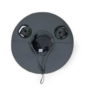 Chapeau de <span class=keywords><strong>soleil</strong></span> à énergie solaire avec ventilateur intégré, protection solaire extérieure, large bord, style pêcheur, unisexe, respirant, réglable, en nylon rayé, idéal pour l'été - Product Image 4