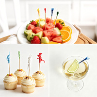 Bâtonnets à cocktail biodégradables en bois, 65/100 mm, multicolores, jetables, pour bar, aliments, fruits, décorations de Martini, brochettes