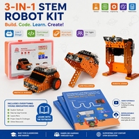 Kit de Robot WeeBot 3 en 1 de Metal de Primera Calidad para la Educación STEM Escolar, Experimentos Científicos en el Aula con Libro de Texto de Lecciones Gratuito