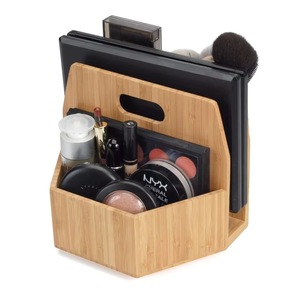 Soporte giratorio de bambú para maquillaje, estante de madera para utensilios, caja de almacenamiento portátil para condimentos, mesa de comedor y caja de almacenamiento para cocina - Product Image 1
