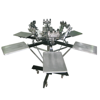 SM6-4565T imprimante d'écran en soie manuelle de haute qualité 6 stations imprimante textile de t-shirt de Table rotative moteur multicolore ferme de moteur