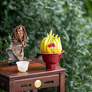 Assiette à fruits en céramique, bol rouge en porcelaine pour la main de Bouddha, pot de fleurs de citron pour présentation sur bureau - Product Image 2