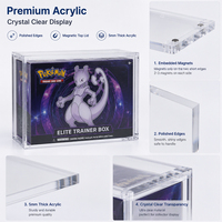 Boîte de présentation en acrylique TCG en stock avec couvercle magnétique pour ETB Booster Box et UPC