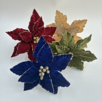 Fleurs artificielles en polyester Poinsettia pour décorations de Noël – Tailles et couleurs personnalisées pour murs intérieurs, arbres, maisons, centres commerciaux, événements festifs et festivals – Tendance