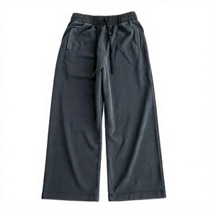 Vintage <b>Men's</b> Sweatpants Drawstring Mid Waist Loose Fit French Terry Acid Washed Casual <b>Trousers</b> - Product Image 4
