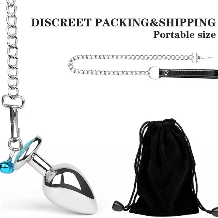 anal plug with chain Jeusn Metal Anal Plug With Chain Rope – honeysx main image 0