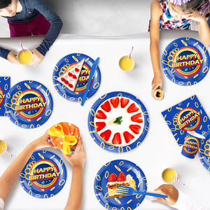 HLC - Vajilla y Decoraciones Personalizadas para Fiestas de 10 Personas, Estilo Dibujos Animados, para Fiestas de Cumpleaños Infantiles, Juegos de Platos y Servilletas - Product Image 3