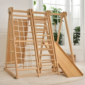 Juego de gimnasio multifuncional para niños de interior, Tobogán columpio para niños pequeños, marco de escalada de madera para escuelas Montessori, juego al aire libre - Product Image 1