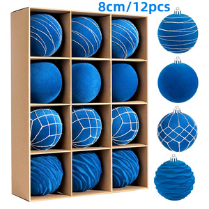 Flocking Velvet Covered Plastic <b>Christmas</b> Baubles Soft Flocked Hanging Ornaments For Xmas <b>Tree</b> Holiday Party Decor Wholesale - Product Image 3