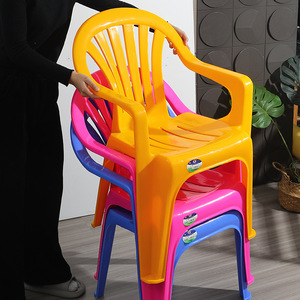 Outdoor Thickened Plastic Garden <b>Chair</b> With Armrests 550x550x810mm Durable Contemporary Design Deep Pink Royal Blue Ginger - Product Image 1