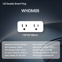 Promo Panas WHDM05 Smart Double Socket WiFi Colokan US 16A 1800W Tuya App Voice Alexa Timer Monitor Energi PC V0 untuk Rumah Kantor