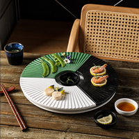 Assiette de service en céramique moderne en forme d'éventail, plateau à sushi japonais, vaisselle artistique pour restaurant, usage commercial et hôtelier