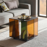Table basse en acrylique design simple et moderne avec panneau en bois pour le salon et la chambre à coucher-comprend un porte-revues pour les meubles de maison