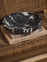 Bol à fruits géant en marbre noir sculpté, écologique et luxueux, Stonekocc D35x6cm, pour la salle à manger, le salon, la cuisine, rangement