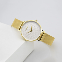 Jam Tangan Wanita Stainless Steel Dial Putih Berukir Asli, Mesin Quartz Jepang, Dengan Logo Tercetak.