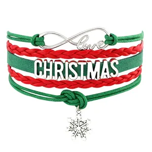 Joyeux Noël Cadeau Chaussette Santa Claus Bonhomme De Neige Flocon De Neige Arbre De Noël Cerf Renne Coeur Charme Bracelets Faits À La Main pour Les Femmes
