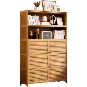Estantería de pie, estante de almacenamiento de varias capas, a prueba de polvo, con puertas de armario, mueble de almacenamiento integrado para sala de estar. - Product Image 5