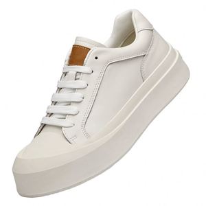 Chaussures de sport pour hommes en cuir véritable avec logo personnalisé, lacets, chaussures décontractées de luxe, semelle épaisse, respirantes, légères, tendance - Product Image 1