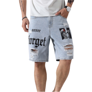 Shorts de jogging pour hommes personnalisés et tendance, en toile bleue tricotée, respirants, séchage rapide, taille élastique, style urbain, été - Product Image 1