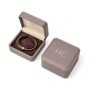 Modern Bracelet Box Luxury Custom Hinged PU Leather Jewelry Display Box Custom Bracelet Holder <b>Insert</b> Custom Logo Wholesale - Product Image 2