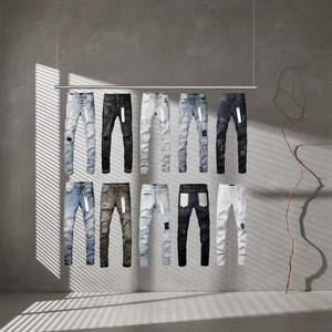 Jeans de Diseñador de Lujo de Alta Calidad, Jeans de Mezclilla Elásticos <span class=keywords><strong>Rotos</strong></span> Estilo Hip Hop, Jeans Urbanos para <span class=keywords><strong>Hombre</strong></span> - Product Image 1