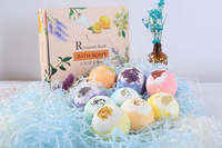 Aixin OEM ODM Set Bom Mandi Pelangi Bahan Alami Organik Kustom 6 Buah Bola Warna Ganda Bunga Kering Melembapkan