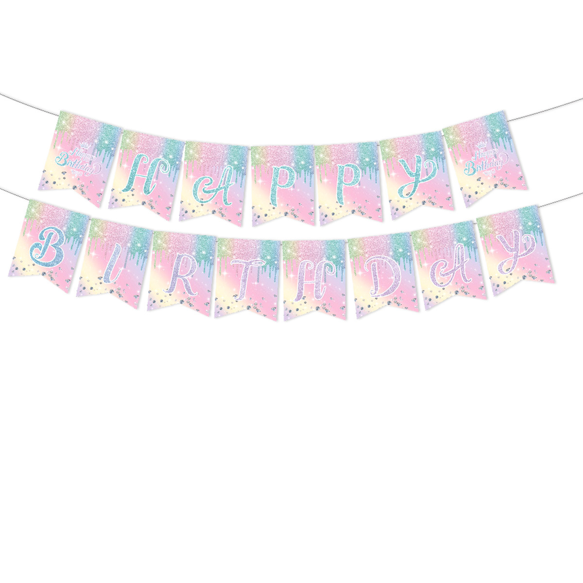 Pull flag 15pcs-macaron birthday