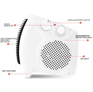 Nuovo Riscaldatore Domestico in Materiale PP da 2000W, Riscaldamento Rapido, Utilizzo Verticale o <span class=keywords><strong>Orizzontale</strong></span>, Doppio Controllo della Temperatura per Ufficio o Bagno - Product Image 2