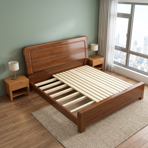 Premium Modern Solid Wood Platform <b>Bed</b> <b>Frame</b> with Storage King <b>Queen</b> <b>Size</b> Bedroom Furniture for Home Hotel Villa Apartment - Product Image 3