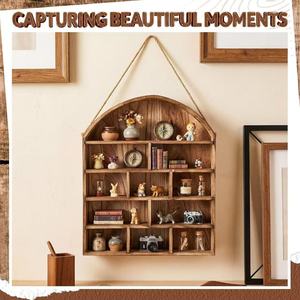 Wooden Hanging Figurine Display Rack Arched 5 Layer <b>Wall</b> <b>Mounted</b> Storage <b>Shelf</b> For Living Room Decor - Product Image 2