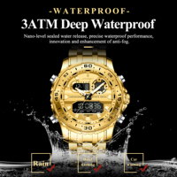 Jam Tangan Pria Mewah Poedagar E122 Multifungsi Layar LED Kronograf Baja Tahan Karat Alarm Bercahaya Tahan Air Montre Arloji
