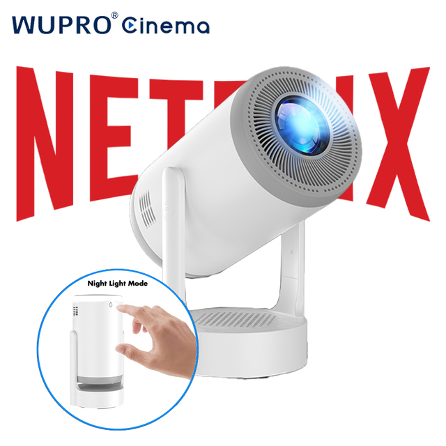 Ambient Night Light Design Wupro P2 Mini Portable Projector 200 ANSI Lumens 1080p Home Theater 1+8GB Smart Android LCD Projector